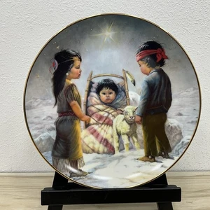 PLATO NAVIDAD ESTRELLA BRILLANTE NIÑOS NATIVOS AMERICANOS VINTAGE 1987 de Perillo - Imagen 1 de 2