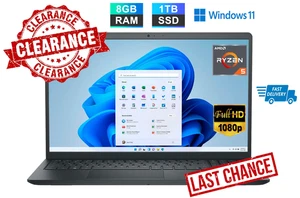 2023 Dell Inspiron 15 Laptop Computer 15,6" FHD AMD Ryzen 5 8GB RAM 1TB SSD - Bild 1 von 12