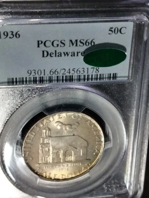 1936 Delaware Commemorative Half Dollar PCGS MS 66 CAC - Image 1 of 4