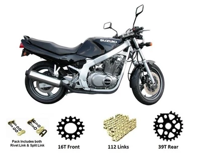Fits Suzuki GS500 1988 - 1993 Heavy Duty Gold O Ring Chain and Sprocket Set - Image 1 of 4