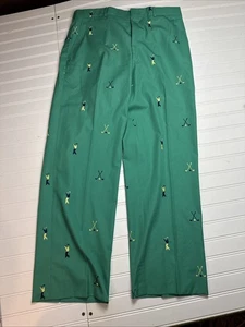 Wedge Wood Vintage Golf Pants Green Embroidered Novelty AWESOME 36x29 - Picture 1 of 13
