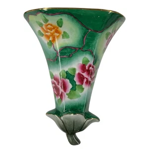 Jarrón de bolsillo de pared floral Art Deco de colección Abingdon Pottery Morning Glory Alemania - Imagen 1 de 3