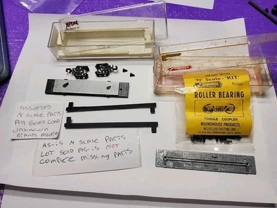 AS IS ASSORTED N SCALE RAILCAR LOCOMOTIVE PARTS LOT UNKNOWN BRANDS GOOD COND LOT - Image 1 of 4