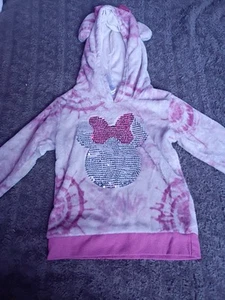 White And Pink Toe Tie Dye Minnie Mouse Hoodie Size 5 - Picture 1 of 8