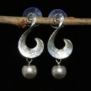 Silver-plated Fashion Handmade Natural Crystal Resin Pearl Earrings Women Gift - Picture 1 of 2
