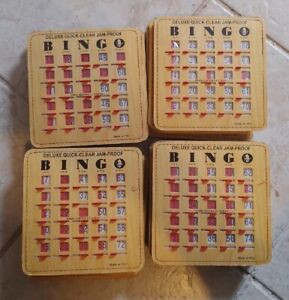 Lot of 23 Deluxe BINGO CARDS Sliding Shutter Window Reusable Stitched Wood Grain