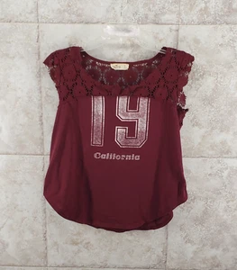 California Hollister Häkelspitze Siebdruck ärmelloses Shirt Tank Gr. S - Bild 1 von 7