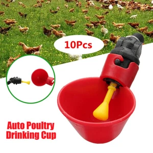 10X Poultry Water Drinking Cups Chicken Hen Duck Quail Automatic Drinker Feeder - Picture 1 of 8