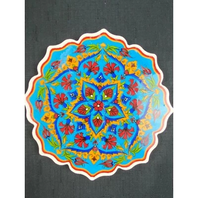 Trivet,Iznik Turkish Ceramic Art w/ Floral Design, Blue, 7" - Image 1 of 3
