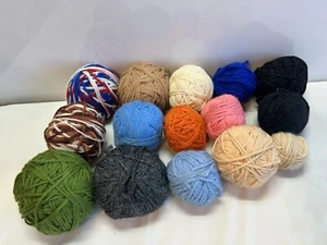 Vintage Yarn Lot Of 15 mixed Colors various sizes used . H9 - Picture 1 of 8
