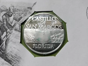 1971 Franklin Mint, proof silver medal FLORIDA - CASTILLO DE SANARCOS - Picture 1 of 4