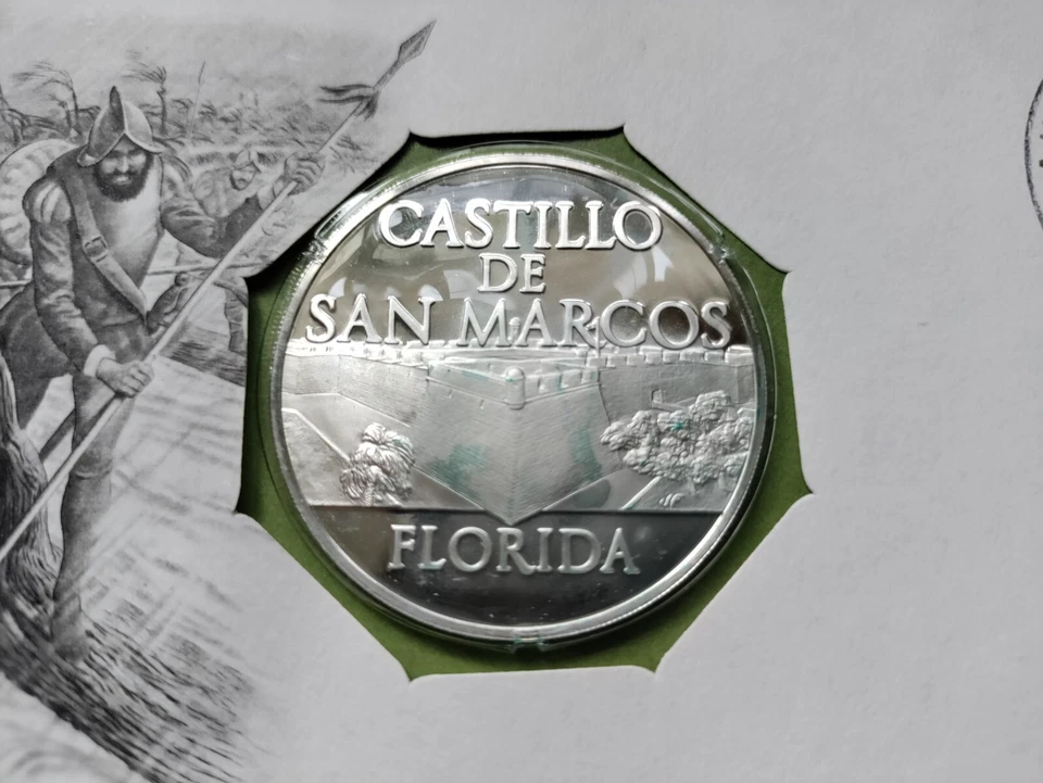1971 Franklin Mint, proof silver medal FLORIDA - CASTILLO DE SANARCOS - Image 1 of 4