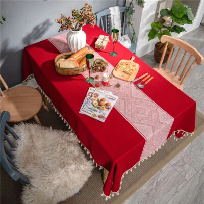 Christmas Tablecloth Rectangle Dining Room Table Cloth Kitchen for Evening Party - Image 1 of 4
