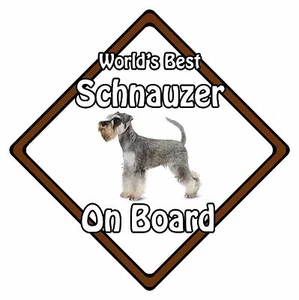 Dog On Board Car Sign - World's Best Miniature Schnauzer - Picture 1 of 5