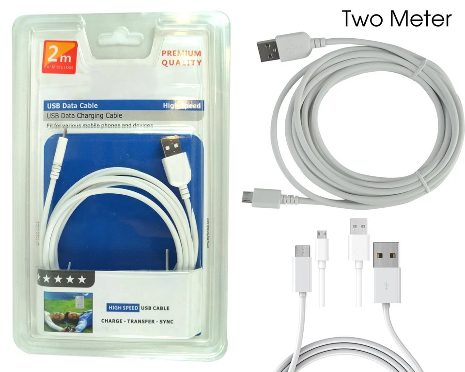 Premium Quality New Micro USB 100% Genuine 2 Metre Fast Sync & Charging Cable - Image 1 of 1