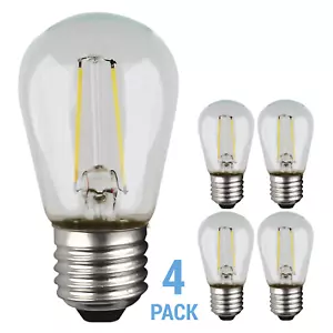 4 Pack 1W Watt S14 LED Filament Outdoor String Light Bulb 120V Medium E26 Clear - Picture 1 of 7