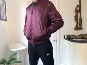 Chaqueta de Satén Bombardero Originals Adidas Súper Rara Rojo Marrón Brillo Cal Surf Grande - Imagen 1 de 11