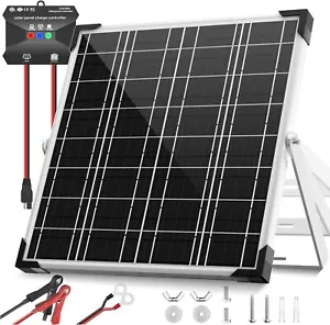 20W 12V Solar Panel Kit w/ Charge Controller, Adjustable Mount, Waterproof - Picture 1 of 8