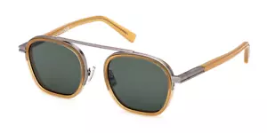 Occhiali da sole Ermenegildo Zegna EZ 0231 marrone chiaro lucido/verde 51 nuovi ULTIMO - Foto 1 di 4