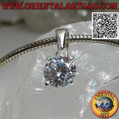 Ciondolo in argento 925‰ punto luce di zircone tondo incastonato - Immagine 1 di 4