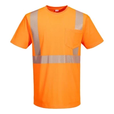 Portwest L044 - Hi-Vis Lightweight S/S T-Shirt Segmented Tape ORANGE SIZES S-6X* - Image 1 of 2