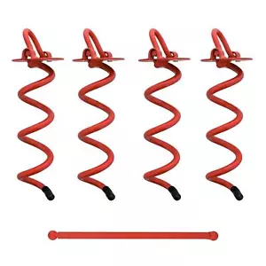 Spiral Ground Anchors - 8 Inch Red Tent Stakes Heavy Duty Ground Screw Anchor... - Picture 1 of 6