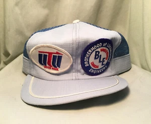 Cappello in rete laterale blu Train Brotherhood locomotiva ingegneri toppa made in US - Foto 1 di 11