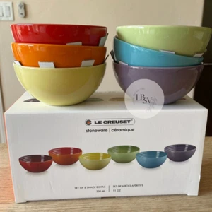 Le Creuset Stoneware Rainbow Multicolor 11 oz Vancouver Snack Bowls Set of 6 NEW - Picture 1 of 3