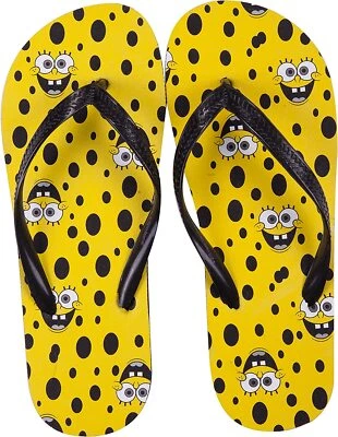 Nickelodeon Spongebob Squarepants Yellow Black Thong Slippers Flip Flops - Image 1 of 4