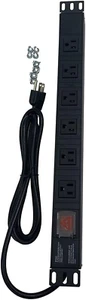 19" 1U Rack Mount PDU Power Strips 6 or 8 Outlet Mountable Power Strip, Wall Mou - Picture 1 of 12