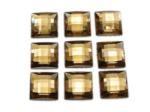 100 Champagne Acrylic Flatback Faceted Square Rhinestone Gems 12X12mm No Hole - Picture 1 of 6