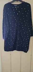 Maggie Barnes Black Cardigan Button Sweater 1X Polka Dot, Embroidery,3/4 Sleeve - Picture 1 of 4