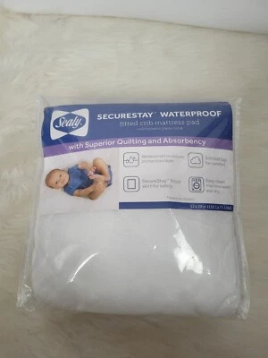 Almohadilla de colchón para cuna Sealy Securestay impermeable tejido suave 52" x 28" Foto 1 de 4
