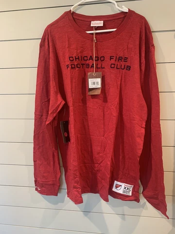 NWT! Chicago Fire Mitchell Ness Long Sleeve Shirt Men's Red MSRP $55 Cover