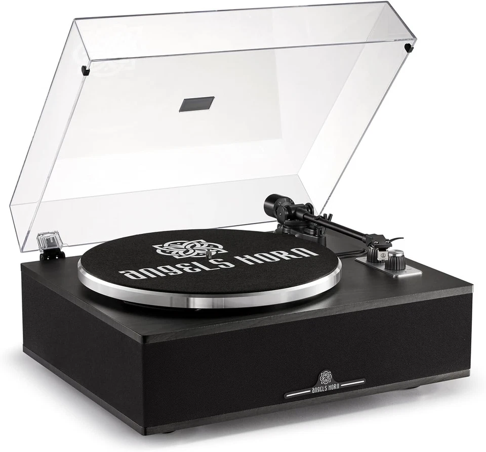 ANGELS HORN Vinyl Record Player, Bluetooth Turntable with Built in Speakers