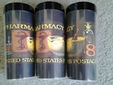 Set of 3 Vintage 1972 West Bend Thermo Serv US Postage Stamp PHARMACY Glasses