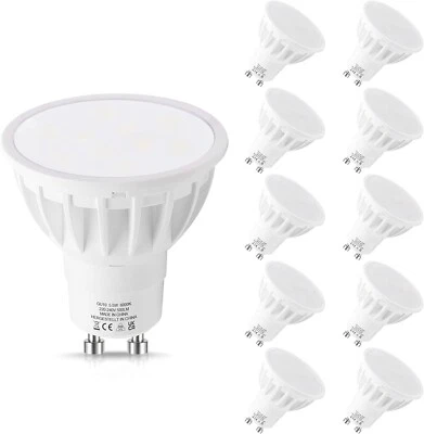 Hergestellt 10 Pack GU10 LED 5.5W Spot Light Bulbs 6000k Bright Day Cool White - Image 1 of 4