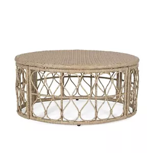 Bruce Outdoor Coffee Table Wicker Light Brown - Picture 1 of 8