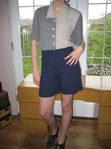 Vintage 60s Blue White Romper rockabilly by Ninon de Lenclos Size 5/6 - Picture 1 of 8