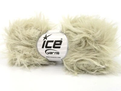 Stone Beige Faux Feather 82177 Ice Yarns Long Eyelash Yarn 50gr 109yds - Image 1 of 3