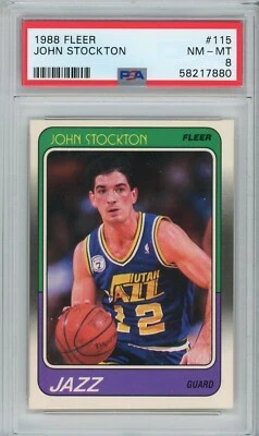 Fleer #115 1988 John Stockton PSA 8 Foto 1 de 2