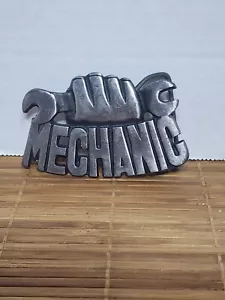 Hebilla de cinturón mecánica vintage hecha en EE. UU. petwer tono plata camionero motocicleta - Imagen 1 de 2