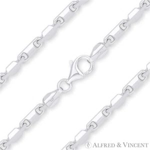Brazalete de cadena italiana Heshe con barra de 3,5 mm en plata esterlina maciza 0,925 Italia - Imagen 1 de 2
