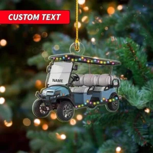Individueller Name und Nummer Golfwagen personalisiert Weihnachtsschmuck, personalisiert - Bild 1 von 3