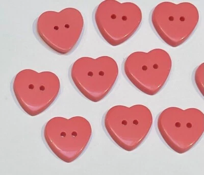 10 Pink Heart Buttons 15mm Resin Button Embellishments C47-14 Aussie Seller - image 1 of 4