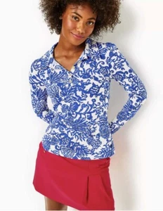 NWT Lilly Pulitzer FRIDA PUFF LONG SLEEVE POLO UPF50+ Top, Deeper Coconuts, XL - Bild 1 von 8