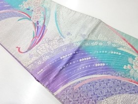 7867417: JAPANESE KIMONO / BOUQUET PATTERN WOVEN FUKURO OBI