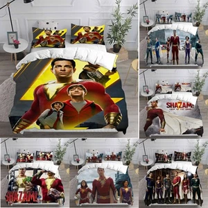 Shazam 3D Duvet Cover Superhero Flash Bedding Set Pillowcase Quilt Single Double - Picture 1 of 26