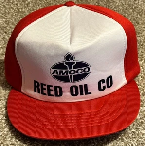 VTG Amoco Trucker Hat Red / White Snapback Cap REED OIL Original Full Foam! NEW! - Picture 1 of 6