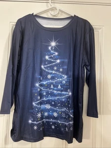 Top de Navidad para mujer talla L estampado gráfico manga 3/4 - Imagen 1 de 4